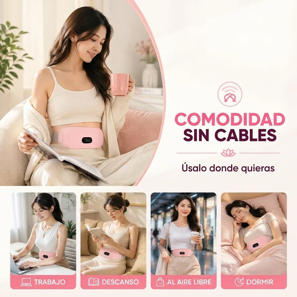 Cinturón Térmico Menstrual Recargable 2 en 1 Con Calor Infrarrojo y Vibración (Pack x2)