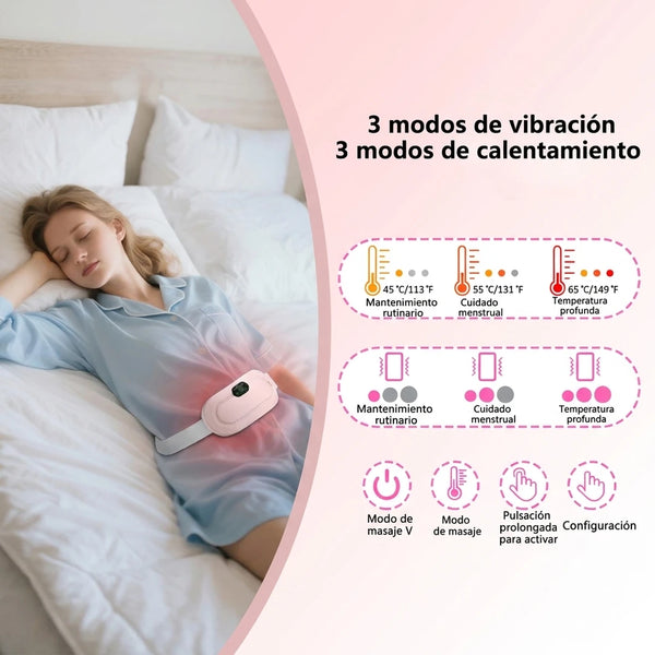 Cinturón Térmico Menstrual Recargable 2 en 1 Con Calor Infrarrojo y Vibración (Pack x2)
