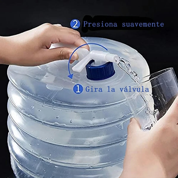 Contenedor de Agua Plegable 3L Con Válvula de Control y Sellado Sin Fugas Para Camping / Emergencias