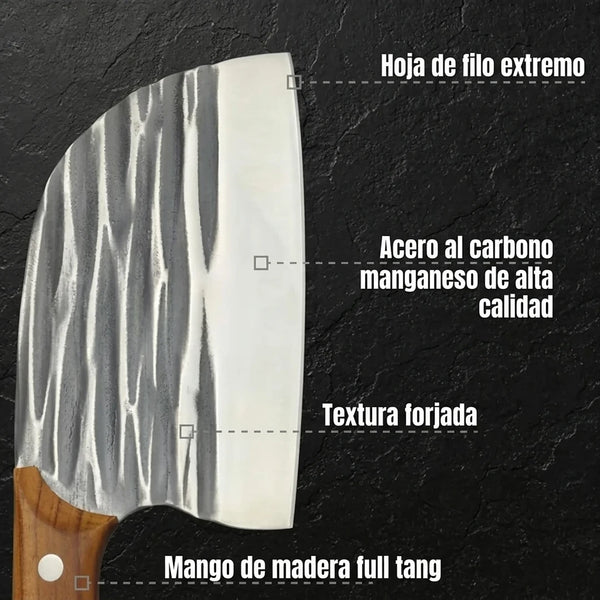 Cuchillo Chef Serbio Forjado a Mano Con Filo Extremo y Mango Nogal Macizo