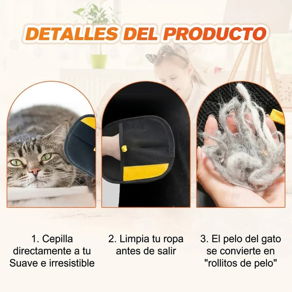 Guante Eliminador de Pelo Electrostático Para Mascotas Con Tecnología Antiestática y Diseño de Doble Cara