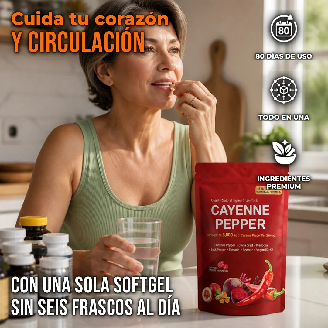 Suplemento Pimienta De Cayena 12 En 1 Cápsulas Blandas