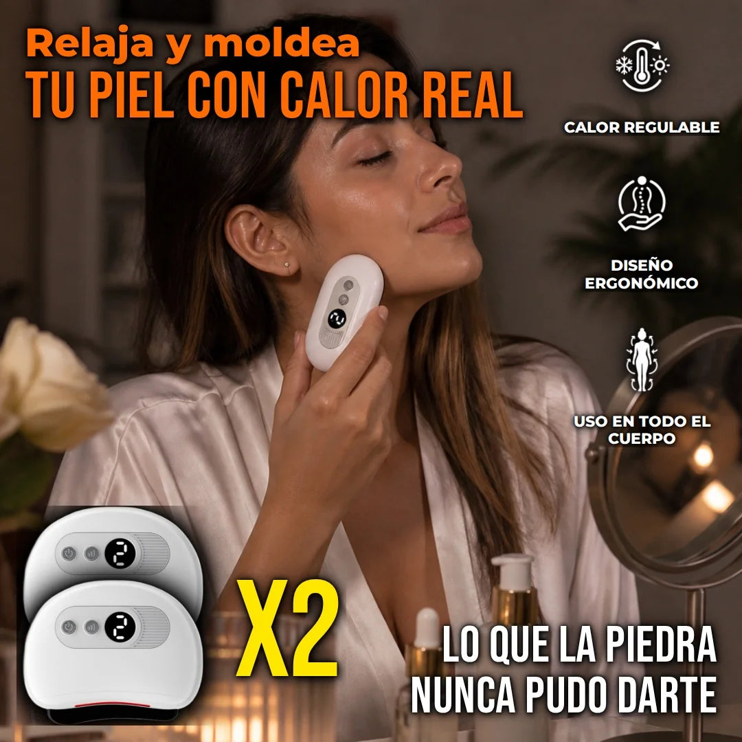 Masajeador Facial Portátil Gua Sha Micro Corriente Con Calor Y Vibración 🎁Pague 1, Lleve 2🎁