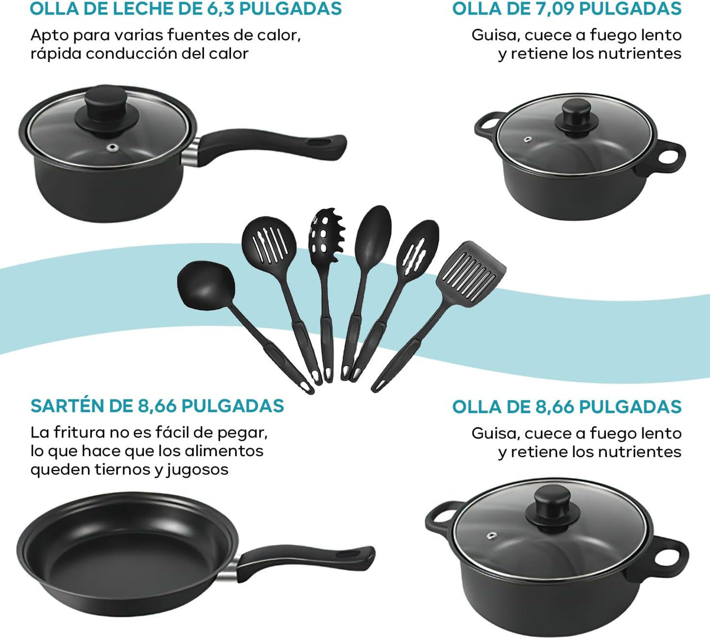 Set de Cocina Anti-Adherente de 13 Piezas