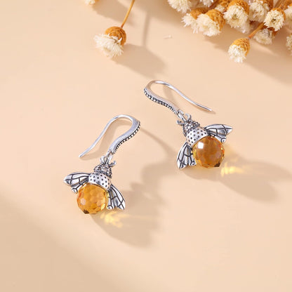 Aretes Colgantes Honey Bee Plata 925