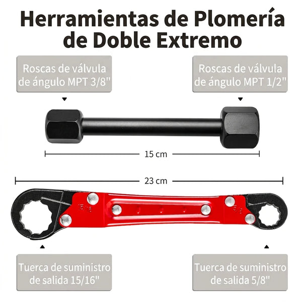 Kit Profesional 2 Piezas Llaves Para Válvulas de Cierre Con Trinquete y Pinza Antigiro