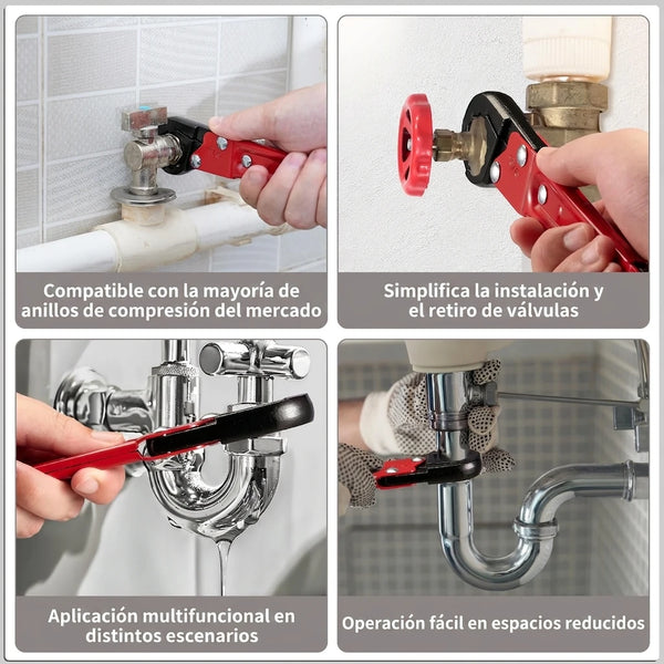 Kit Profesional 2 Piezas Llaves Para Válvulas de Cierre Con Trinquete y Pinza Antigiro