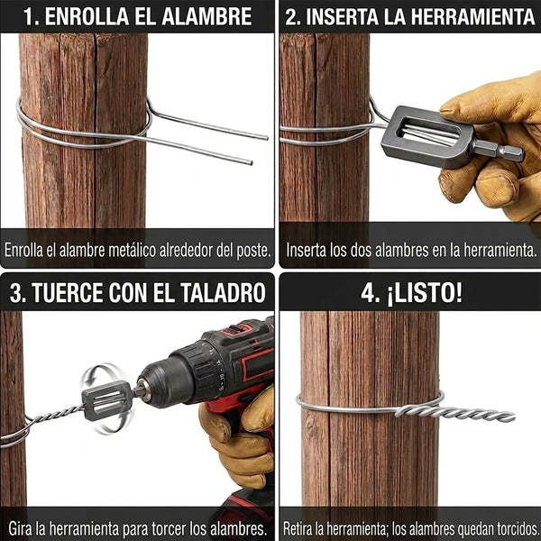 Kit x2 Atador De Alambre Para Taladro Con Cabezal En U y Ranurado