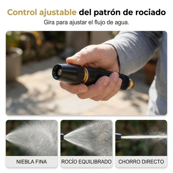 Kit x2 Boquilla de Manguera Metal Antifugas Con 3 Modos Ajustables Para Jardín / Lavado de Auto