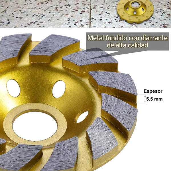 Kit x2 Disco de Copa Diamantado 4" Para Desbastar Concreto / Mortero y Metal