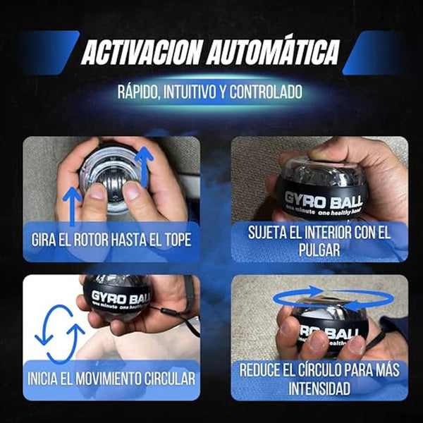 Kit x2 Gyro Ball Premium Con Inicio Automático y LED 5 Niveles Para Fortalecer Muñeca y Antebrazo / Rehabilitación de Codo