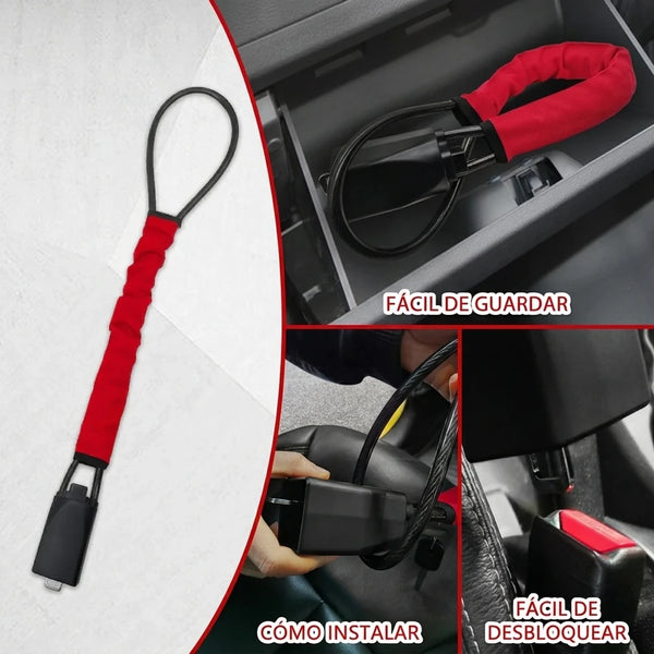 LOCKIETTA® Bloqueador De Volante y Cinturón Con Doble Seguro y Protección Para tu Auto