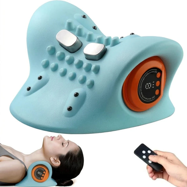 Masajeador de Cuello 3 en 1 con Calor y Tracción Cervical 26° Inalámbrico y con Control Remoto