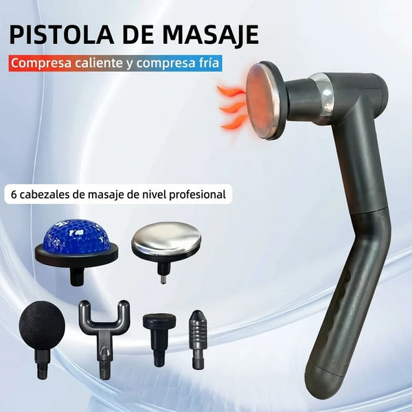 Masajeador de Percusión Pro con Mango Extensible + 6 Cabezales