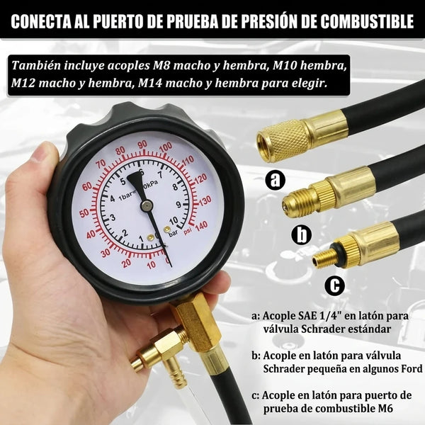Medidor de Presión de Combustible TU-114 — Kit de Diagnóstico Universal