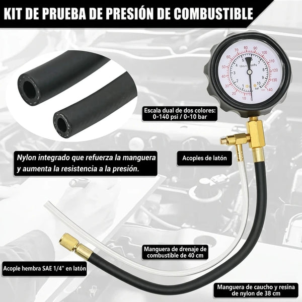 Medidor de Presión de Combustible TU-114 — Kit de Diagnóstico Universal