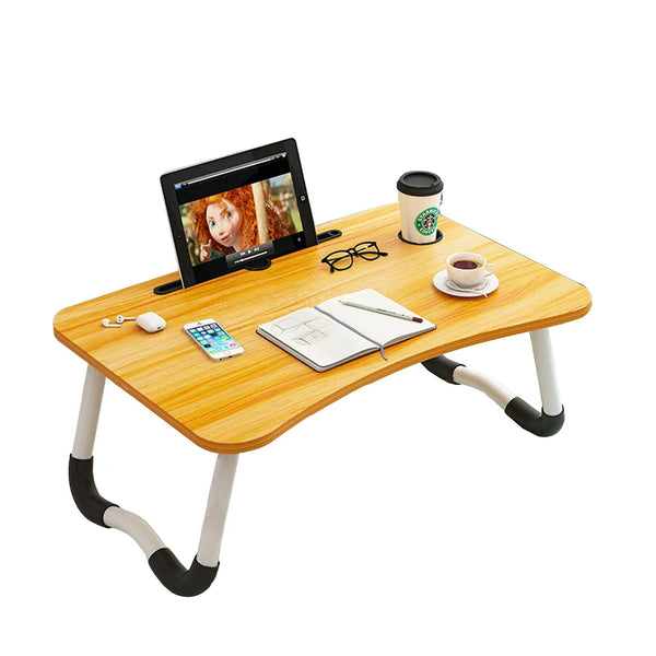 Mesa Plegable Multiusos para Cama y Sofá — Escritorio Portátil con Ranura para Tablet y Teléfono