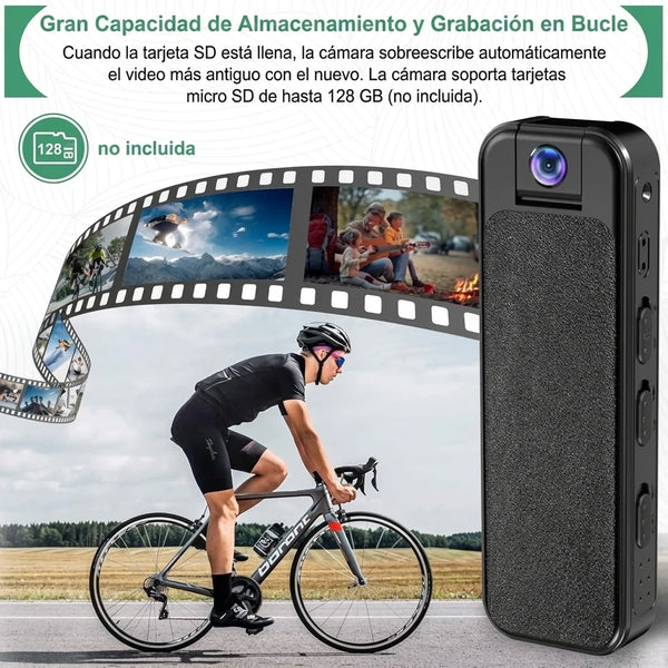Mini BodyCam 1080P Pro Con Lente Giratoria 180° y Visión Nocturna IR
