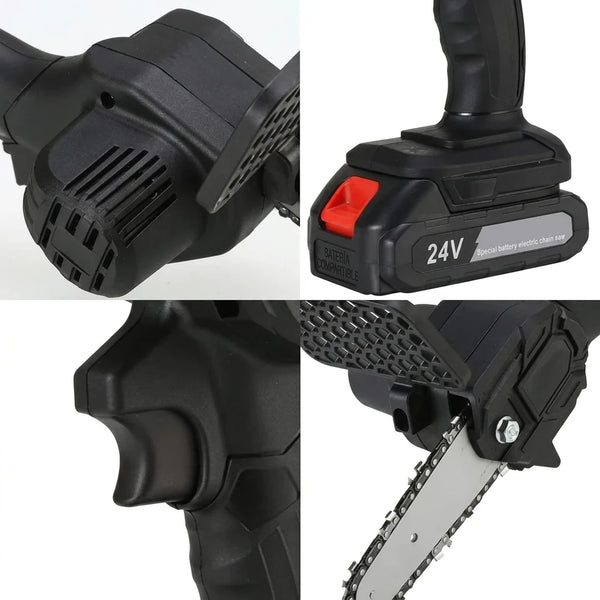 Mini Motosierra Inalámbrica 4" Con Potencia 24V y Operación a Una Mano