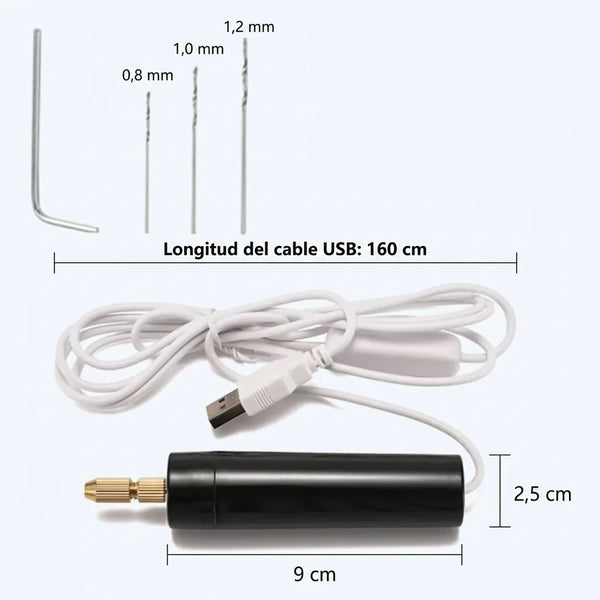 Mini Taladro Eléctrico USB Para Manualidades / Modelismo y Bricolaje