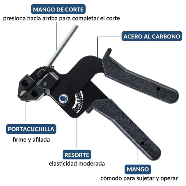 Pinza Profesional Para Bridas Metálicas Con Tensado y Corte de Abrazaderas