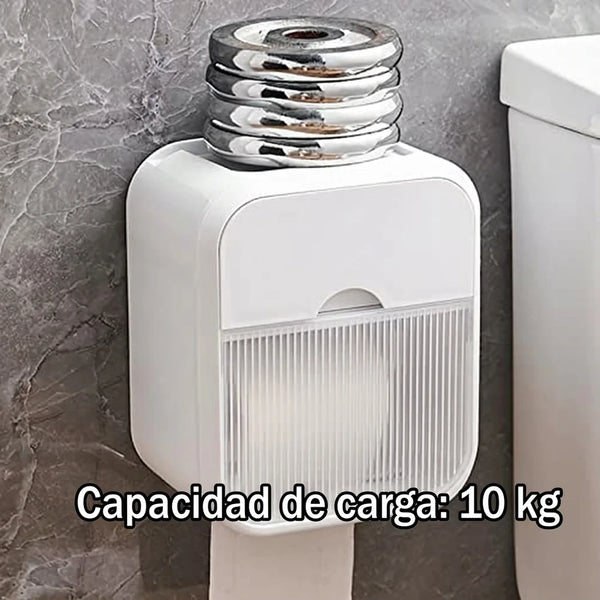 Portarrollos de Baño con Cajón Oculto y Montaje Sin Perforar — ABS Blanco