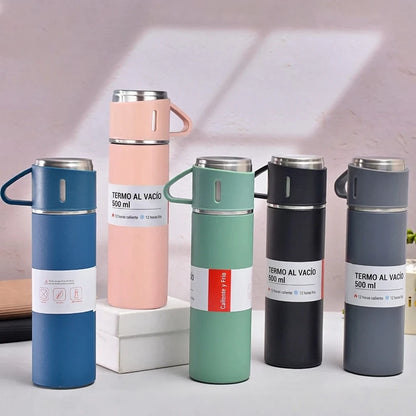 2 Kits Termo Bebida Caliente Y Fría Acero Inoxidable Con Taza + 2 Tazas Adicionales