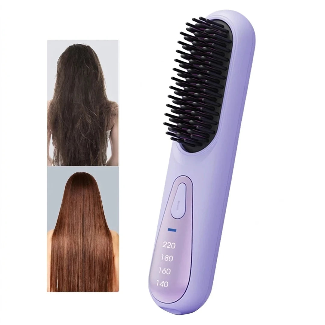 Cepillo Alisador Profesional De Cabello Recargable USB 4 Niveles De Calor