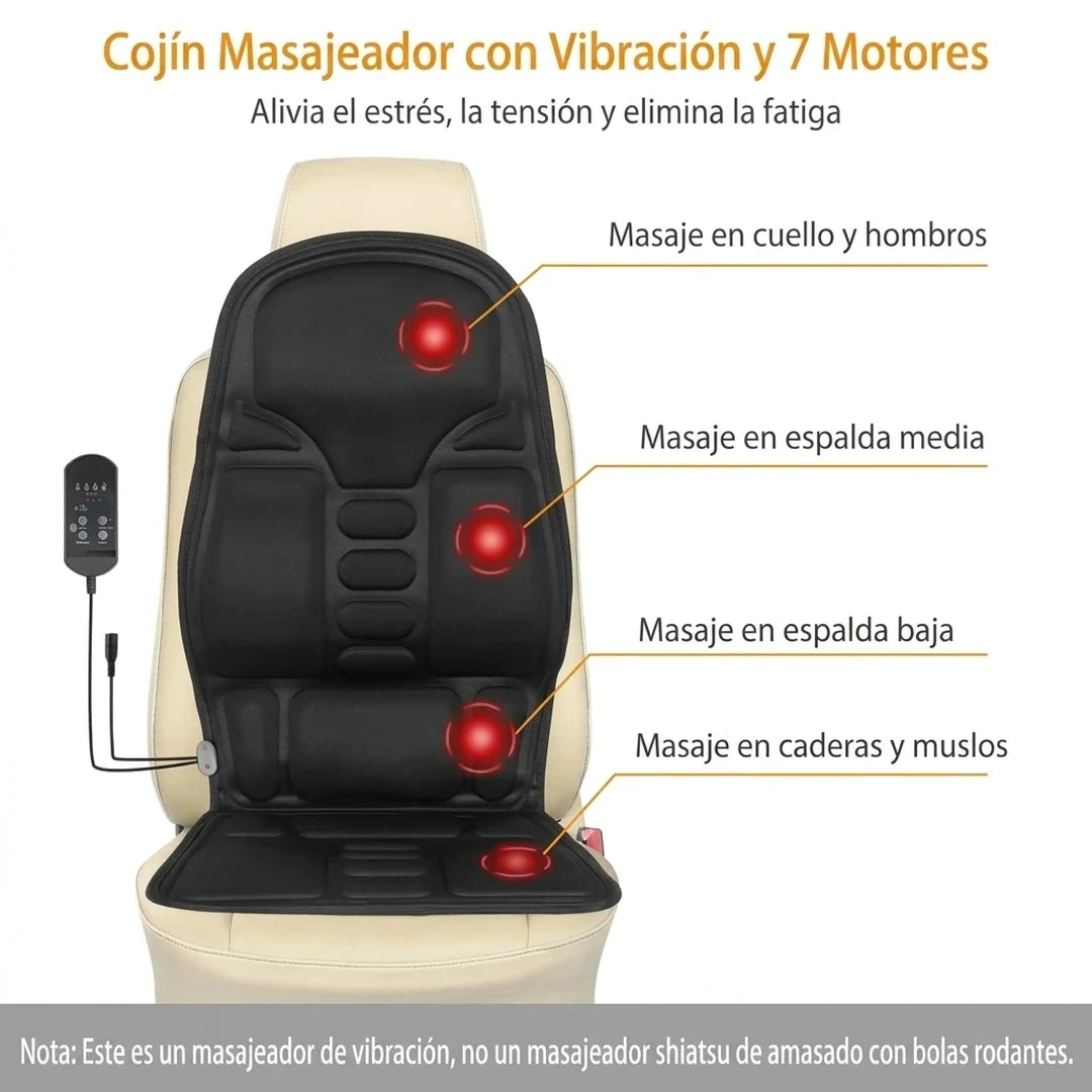 Cojín Masajeador Con Calor Y Vibración Asiento Y Espalda Para Silla