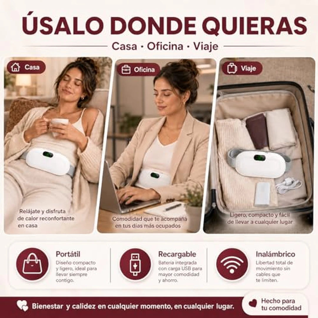 Cinturón Masajeador Térmico Menstrual Portátil 3 Niveles