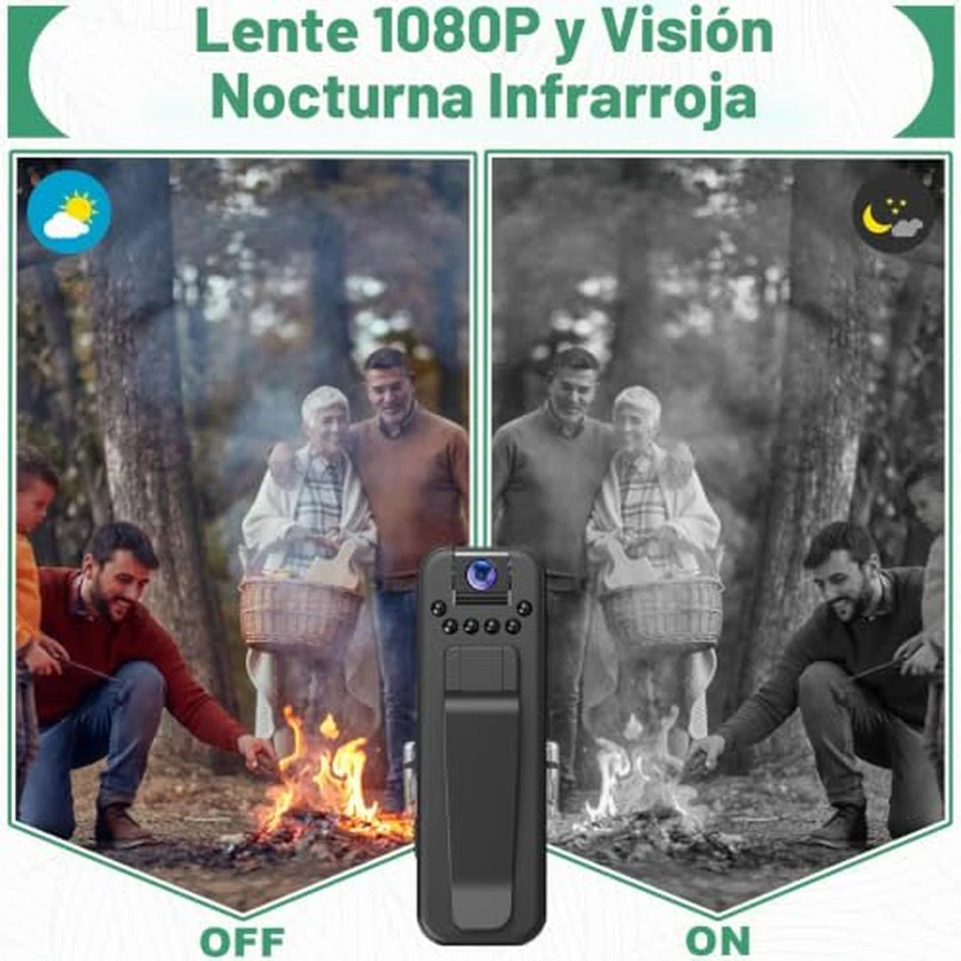 Cámara Corporal Pro Wi Fi Lente Giratorio 180° HD Visión Nocturna