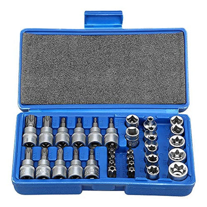 Kit 34 Piezas Torx Extracción Tuercas Y Tornillos