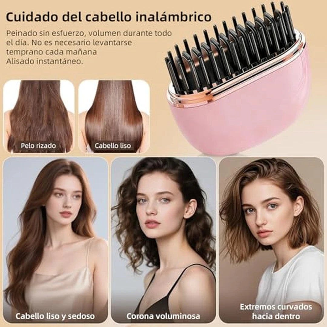 Mini Cepillo Alisador De Cabello Inalámbrico Recargable