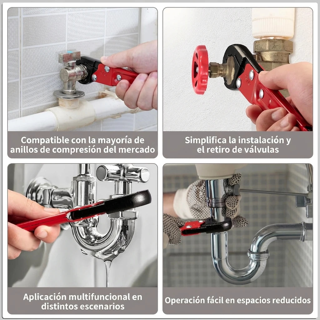 Kit x2 Llaves Para Válvulas de Cierre Con Trinquete y Pinza Antigiro