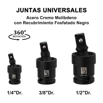 Set x18 Piezas Extensiones y Adaptadores Para Llave De Impacto y Ratchet