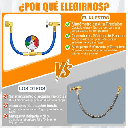 Kit De Recarga De Refrigerante Aire Acondicionado Automotriz Con Medidor