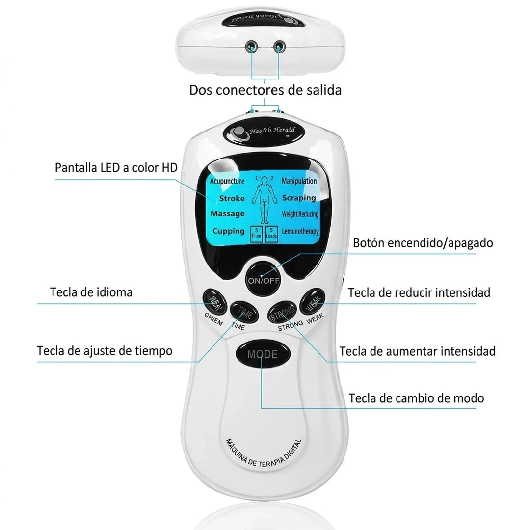 Electroestimulador TENS Digital Con 8 Modos Terapéuticos y 15 Niveles De Intensidad