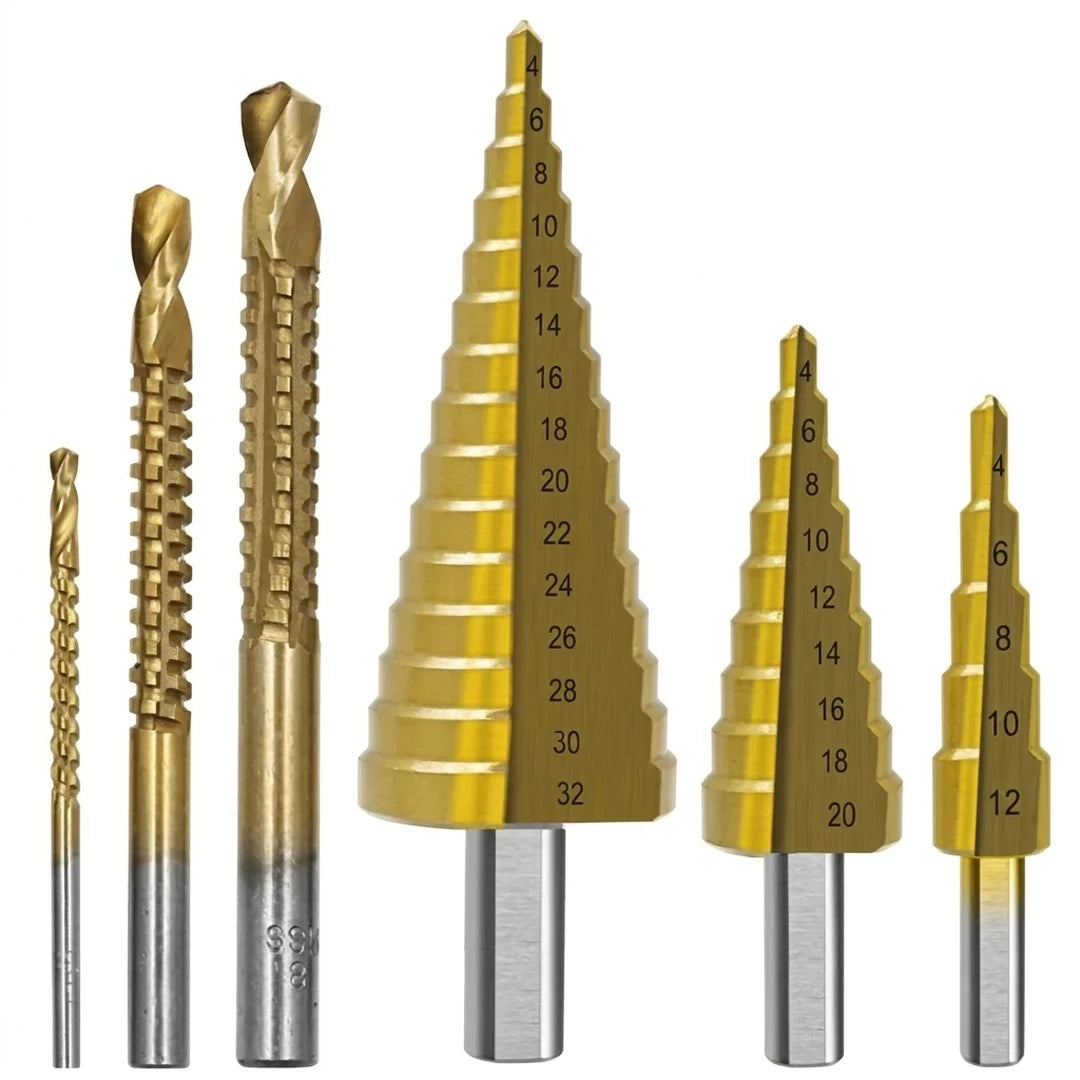 Kit X6 Brocas De Titanio Escalonadas Y De Corte Multifuncionales