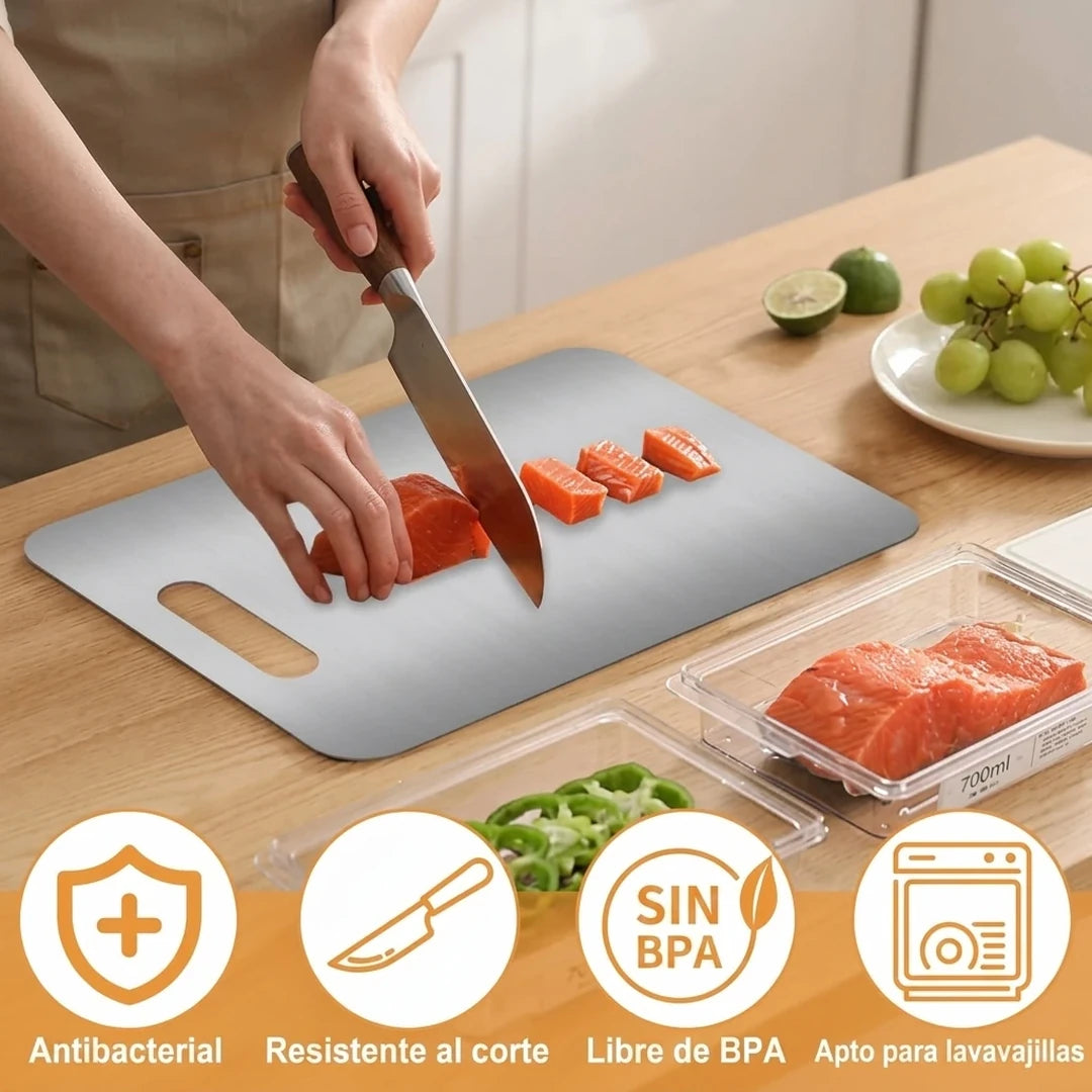 Tabla De Cortar Para Cocina Acero Inoxidable Doble Cara