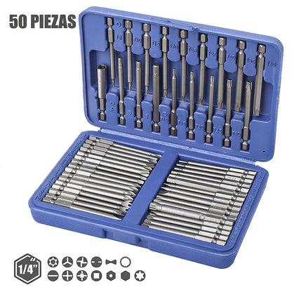 Kit x50 Puntas Destornillador Magnéticas Extra Largas Taladro