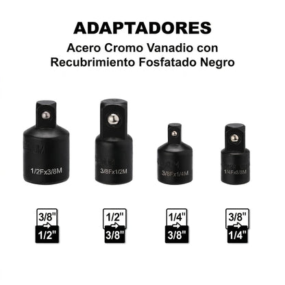 Set x18 Piezas Extensiones y Adaptadores Para Llave De Impacto y Ratchet