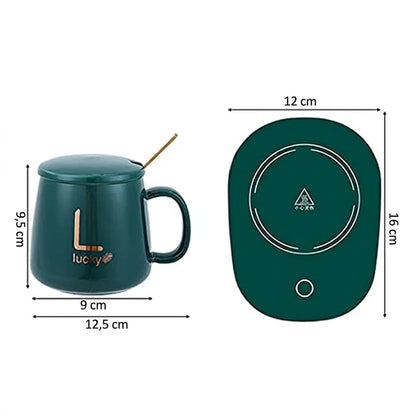Set x2 Taza De Café Inteligente Con Base Calentadora Eléctrica