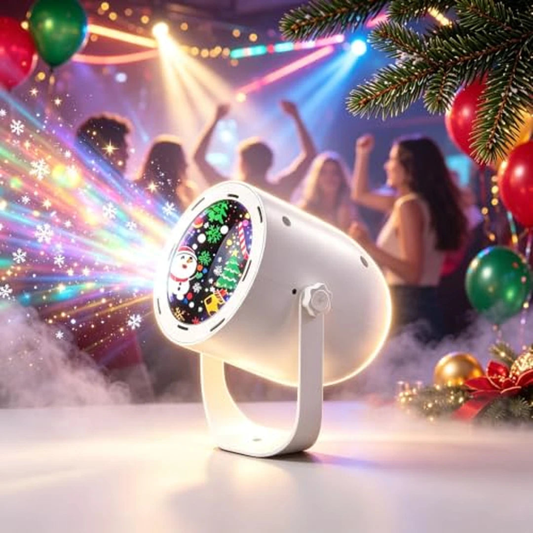 Proyector LED Navideño 9 Patrones Con Rotación Automática y Conexión USB