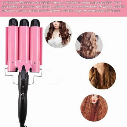 Rizador Ondulador De Cabello Ondas De Sirena 3 Tubos