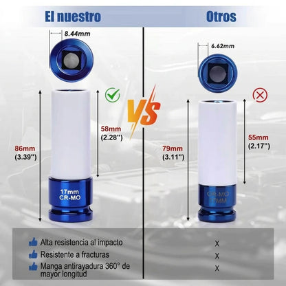 Kit x7 Copas Llave De Impacto ½  Protección Anti Rayones
