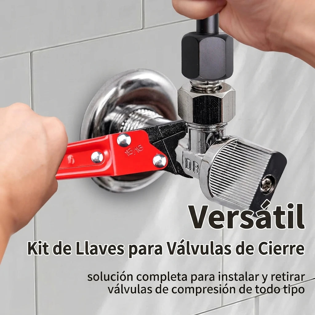Kit x2 Llaves Para Válvulas de Cierre Con Trinquete y Pinza Antigiro