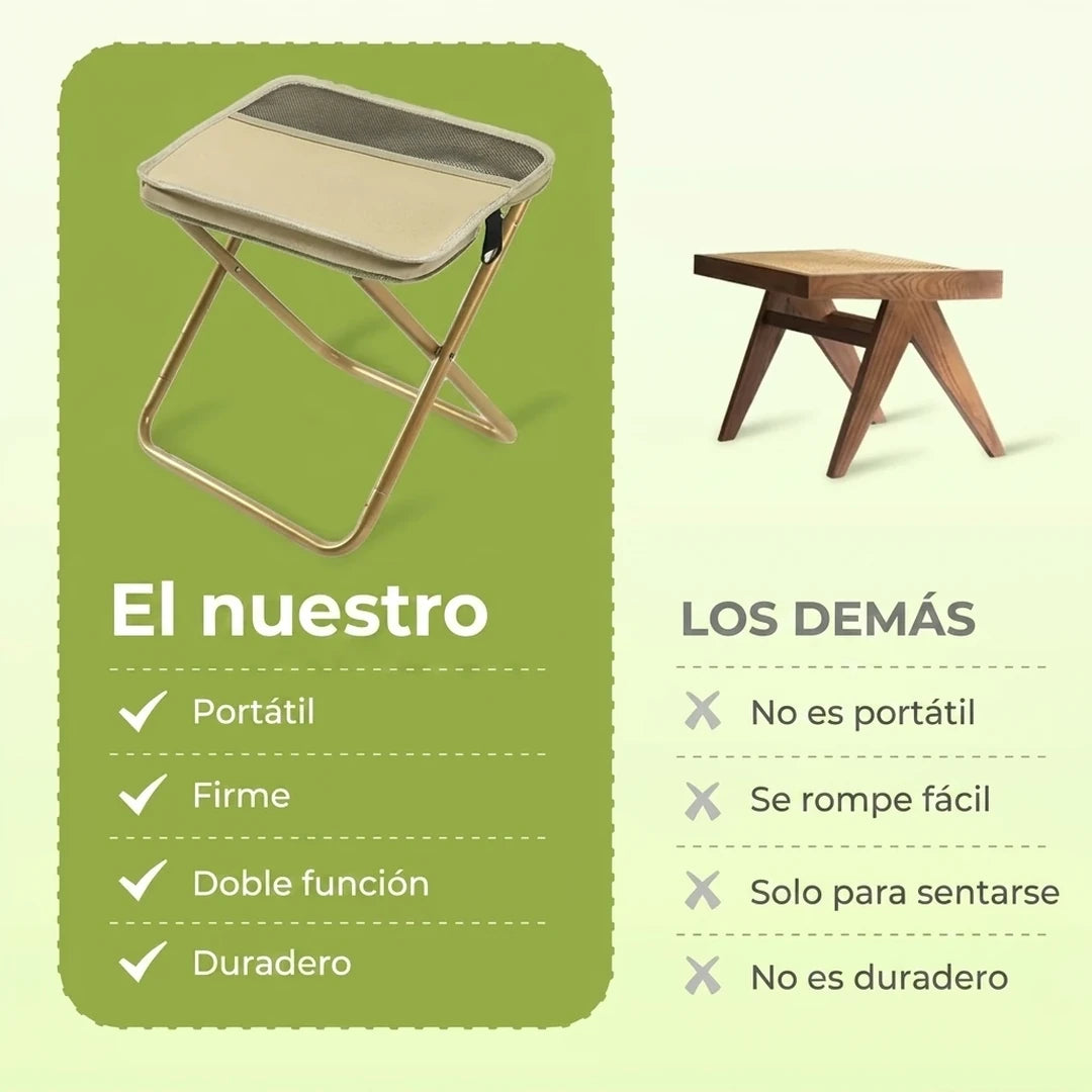Banco Plegable Portátil 2 En 1 Color Negro🎁Pague 1 Lleve 2🎁