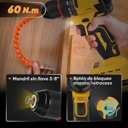 Kit Taladro Percutor Inalámbrico 48v Doble Batería