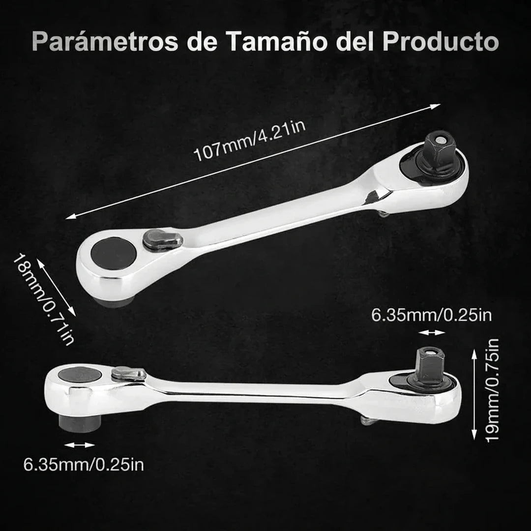 Pack X2 Mini Llave 1/4 Carraca Agarre Magnético 2 En 1