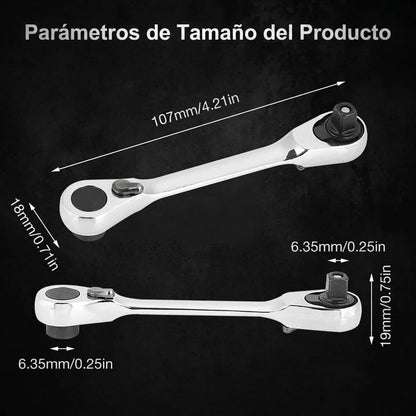 Pack X2 Mini Llave 1/4 Carraca Agarre Magnético 2 En 1